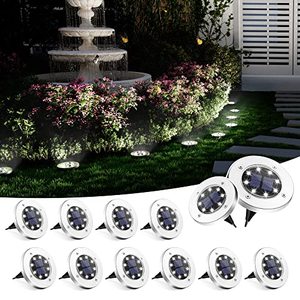 lot 86857 image: SOLPEX Solar Ground Lights, 12 Pack Solar Lights Outdoor Waterproof, 8 LED Solar Powered Landscape Lighting for Garden Yard Patio Pathway Driveway Walkway (Cool White)