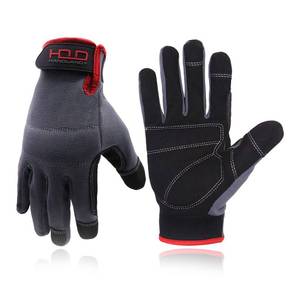 lot 86858 image: HANDLANDY Mens Work Gloves Touch screen, Synthetic Leather Utility Gloves, Flexible Breathable Fit- Padded Knuckles & Palm (Large)