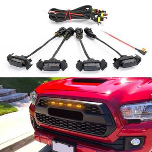 lot 86869 image: Seven Sparta 4 PCS Grill Led Lights with Fuse Adaptor Compatible with 2016-2023 Toyota Tacoma TRD PRO OEM Front Grille, Not Compatible with Tacoma Off Road & Sport (Amber Light with Black Shell)
