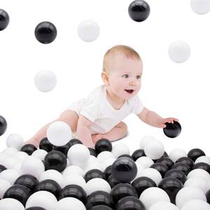 lot 86873 image: TRENDBOX 100 Ocean Ball (Ship from USA) for Babies Kids Children Soft Ball Birthday Parties Events Playground Games Pool - Black, White
