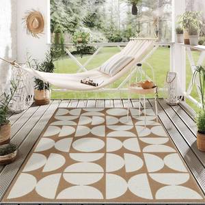 lot 86876 image: KIMODE Indoor Outdoor Rug 5x7,Reversible Washable Brown Floral Area Rug,Large Patio Rug,Easy Clean,Outdoor Deck Rug,Cotton Woven RV Mat for Outside Floor Carpet for Backyard,Porch,Bedroom