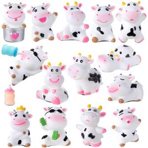 lot 86881 image: TORINALITAL 16 Pcs Mini Cow Toys, Cute Cow Animals Miniature Figurines Cow Cake Toppers, Resin Garden Moss Landscape Ornaments for Cake Decoration Garden Home Party Decor