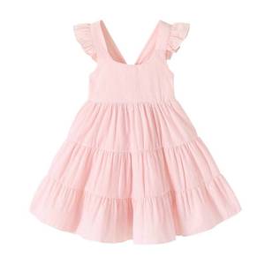 lot 86886 image: YOUNGER TREE Toddler Baby Girl Dress Summer Outfits Stripe Flutter Sleeve Smocked Dress Kids Causal Boho Dresses Clothes (3-4T, Pink Stripe Dress)