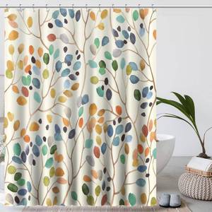 lot 86891 image: Amaredom Floral Shower Curtain for Bathroom, Colorful Leaves Curtain Bathroom Decoration, Shower Curtain Set with Curtain Hooks
