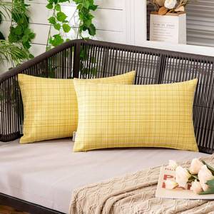 lot 86892 image: MIULEE Outdoor Waterproof Throw Pillow Covers Decorative Farmhouse Water Resistant Cushion Covers for Tent Patio Garden Couch Sofa Pack of 2, 12x20 Inch Yellow