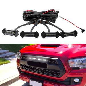 lot 86905 image: Seven Sparta 4 PCS Grill Led Lights with Fuse Adaptor Compatible with 2016-2023 Toyota Tacoma TRD PRO OEM Front Grille, Not Compatible with Tacoma Off Road & Sport (White Light with Black Shell)