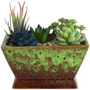 lot 86911 image: ARTKETTY Succulent Pots - 7 Inch Large Plant Pots with Drainage, Shallow Bonsai Pots Ceramic Succulent Planters for Indoor Outdoor Plants, Modern Cactus Pots Decorative Home Office