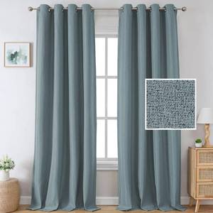 lot 86935 image: H.VERSAILTEX Heather Stone Blue Linen Blackout Curtains 108 Inches Long for Living Room Dining 2 Panels Set Farmhouse Linen Textured Curtains for Bedroom Patio High Ceiling Balcony 9 FT Tall