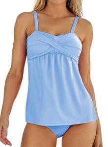 lot 86989 image: Aleumdr Womens 2pcs Swing Tankini Triangle Briefs Swimsuit Light Blue Medium�