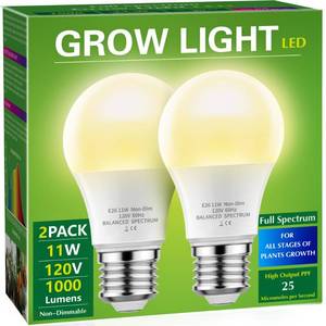 lot 86990 image: Grow Light Bulbs, Briignite LED Grow Light Bulb A19 Bulb, Full Spectrum Grow Light Bulb, Plant Light Bulbs E26 Base, 11W Grow Bulb 100W Equivalent, Grow Light for Indoor Plants, Seed Starting, 2Pack