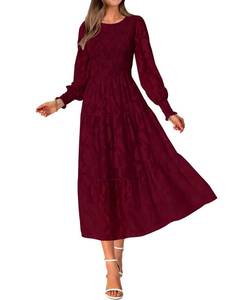 lot 87001 image: BTFBM Fall Wedding Guest Dress for Women Elegant Lace Long Sleeve Midi Dresses Long Sleeve Baby Shower Dress(Wine Red,Large)