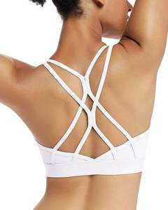 lot 87002 image: RUNNING GIRL Strappy Sports Bra for Women Sexy Crisscross Back Light Support Yoga Bra with Removable Cups(2310White.L)
