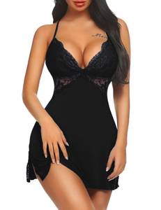 lot 87010 image: Avidlove Women Lingerie Lace Chemise Sleepwear Womens Nightgowns Sexy Black Large