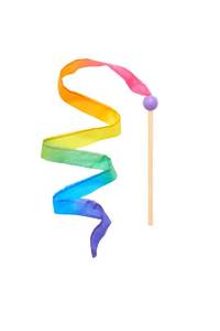 lot 87011 image: Sarahs Silks Mini Rainbow Streamer - Long Ribbon Wand for Kids, Pretend Play, Dance, Baton Stick Twirling, and Gymnastics Party Favors  100% Silk and Wood Montessori and Waldorf Toys (1)