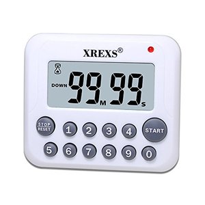 lot 87015 image: XREXS Digital Kitchen Timer Magnetic Countdown Up Cooking Timer Clock with Magnet Back and Clip, Loud Alarm, Large Display Minutes and Seconds Directly Input-White (2 Battery Included) (DC-12)