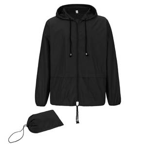 lot 87018 image: Raincoat for Men Waterproof with Hood Mens Rain Jacket Cycling Windbreaker Jackets Lightweight Outdoor Rain Coat Black 2XL