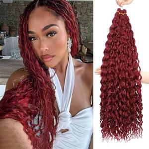 lot 87044 image: Deep Wave Crochet Hair 24 Inch Long Curly Braiding Hair for Boho Braids Ocean Wave Braiding Hair for Women (24 Inch 3 Packs Bug)
