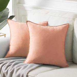 lot 87063 image: Fancy Homi 2 Packs Premium Faux Suede Decorative Throw Pillow Covers, Super Soft Square Pillow Case,Solid Cushion Cover for CouchSofaBedroom (18 x 18, set of 2, Peach)