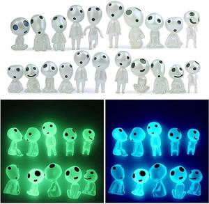 lot 87067 image: Tree Elves Figures Glow in Dark Miniature Luminous Tree Ghost Spirit Fairy Garden Decor Mononoke Statue for Micro Landscape DIY Succulents Pot Decor (20 Pcs Green  Blue)
