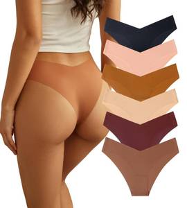 lot 87068 image: Beafulrab Women Seamless Underwear Soft No Show Stretch Bikini Invisibles Hipster V Cut Panties 6 pack (P1,S)