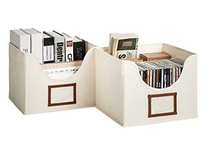 lot 87081 image: StorageWorks Storage Bins, Foldable Storage Basket for Shelves, Fabric Organizing Bins with Cutout Window and 2 Handles, Beige, 2-Pack