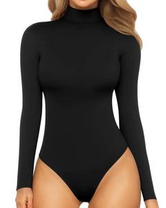 lot 87083 image: MANGOPOP Womens Mock Turtle Neck Long Sleeve Tops Bodysuit Jumpsuit