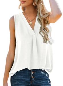 lot 87086 image: Womens Tank Tops Dressy Casual V Neck Sleeveless Summer Tops for Women White S