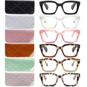 lot 87089 image: LOUOL 6 Pack Readers for Women Oprah Style Square Reading Glasses with Spring Hinge Blue Light Blocking for Men Ladies 2.75