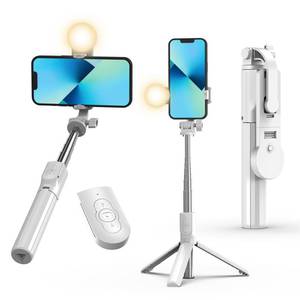 lot 87125 image: IEVICRE 43 Selfie Stick Tripod, Extendable Selfie Stick with Light, Wireless Remote Bluetooth Selfie Stick for iPhone 15 14 13 Pro Max, and More Smartphones White