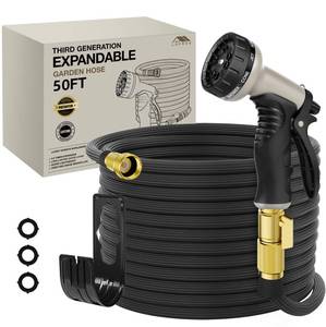 lot 87130 image: Lefree Garden Hose 50ft, Expandable Garden Hose Leak-Proof with 40 Layers of Innovative Nano Rubber,2024 VersionNew Patented, Lightweight, No-Kink Flexible Water Hose (Black)