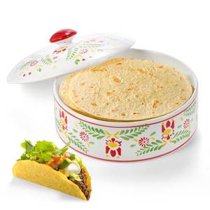 lot 87143 image: Yopay Ceramic Tortilla Warmer, 8 inch Tortilla Server with Lid, Taco Holder Container for Pancakes, Cinco De Mayo, Taco Tuesday Night, Party, Microwave Dishwasher Safe, Vintage Flower