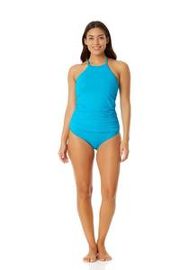 lot 87147 image: Anne Cole Womens Standard High Neck Tankini, Stream Turquoise