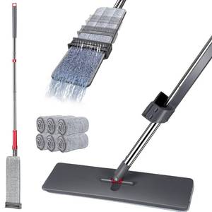 lot 87155 image: Masthome Self Wringing Flat Mop,Microfiber Mops for Floor Cleaning,Stainless Steel Handle Squeeze Mop,360 Hands Free Flat Floor Mop and 6 Microfiber Pads,Cleaning Dust Mop for Hardwood Floors