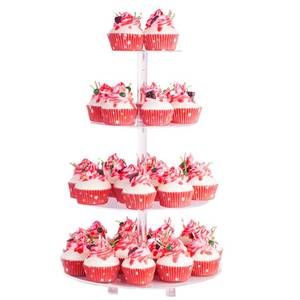 lot 87176 image: SOQKEEN 4 Tier Cupcake Stands for Dessert Table with Base Cupcake Holder Round Acrylic Cupcake Stands for Wedding Birthday Afternoon Tea Theme Party Decoration