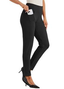lot 87195 image: Willit Womens Yoga Dress Pants Skinny Stretch Work Slacks Slim High Waist Casual Pants PetiteRegular 4 Pockets 30 Black M