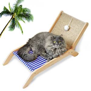 lot 87203 image: PETKARAY Beach Chair Cat Hammock, Elevated Cat Beds for Indoor Cats, Original Cozy Cat Lounger with Sisal Scratcher and Toy Ball