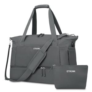 lot 87238 image: ETRONIK Gym Bag for Women, Travel Duffel Bag with USB Charging Port, Weekender Overnight Bag with Wet Pocket and Shoes Compartment for Women, Travel, Gym, Yoga (Dark Grey)