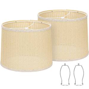 lot 87244 image: Woven Lampshades Set of 2, Medium Drum Lampshades 11.6 Top x 12.6 Bottom x 9.8 High, Seaside village Farmhouse Lampshades (Spider Fitter), Beside Light Hanging Lamp Cover, Easy Assembly Required