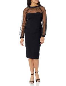 lot 87251 image: Maggy London Womens Illusion Dress Occasion Event Party Holiday Cocktail Guest of Wedding, Long SLV-Black, 4 - Retail $91.45