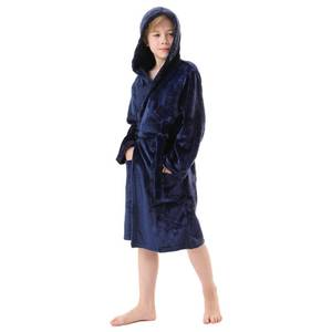 lot 87269 image: V.&GRIN Boys Fleece Robe, Hooded Toddler Soft Fuzzy Bathrobe for Kids 3-14 YearsNavy 11-12