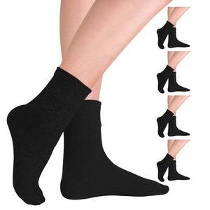 lot 87300 image: CTHH 4-Pair Diabetic Socks for Women Loose Fit Cotton Crew Socks Above Ankle Wide Non-Binding Top for Circulatory Neuropathy