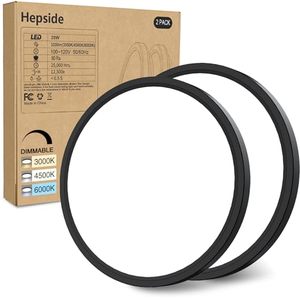 lot 87309 image: 2PACK Flush Mount LED Ceiling Light Fixture Black, 12Inch 28Watt, Dimmable & 3000K-4500K-6000K 3 Color Selectable Ceiling Lamp 3200LM Low Profile Ceiling Light for Kitchen Bedroom Hallway Porch