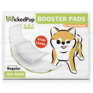 lot 87319 image: WICKEDPUP Dog Diaper Liners Booster Pads for Male and Female Dogs, 100ct  Disposable Diaper Inserts fit Most Reusable Pet Belly Bands, Wraps, and Washable Period Panties