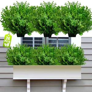 lot 87320 image: JIFTOK Artificial Fake Outdoor Stems Plants,24 Pcs Faux Plastic Boxwood UV Resistant Greenery Stems for Indoor Outside Hanging Plants Garden Porch Window Box Home Wedding Farmhouse Dcor