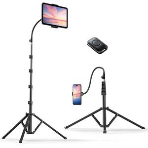 lot 87330 image: Weilisi 82 Tall Heavy Duty Phone Stand for Recording, Phone Tripod Stand with 15 Adjustable Gooseneck, Overhead Selfie Tripod for iPhoneiPadAndroid for RecordingLive StreamingWatchingCooking