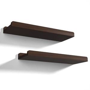 lot 87333 image: Love-KANKEI Floating Shelves Wall Mounted Set of 2, 17 Inch Rustic Wood Wall Shelves for Storage, Bedroom Living Room Bathroom Kitchen Office and More Dark Walnut