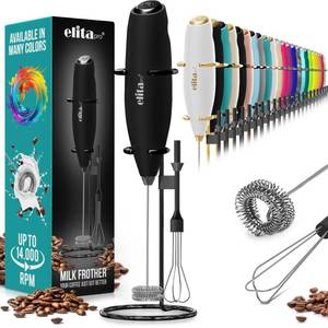 lot 87339 image: ELITAPRO ULTRA-HIGH SPEED Milk Frother - Double Whisk Handheld Foam Maker - 2-in-1 Drink Mixer - Detachable Egg Beater - Frother Wand for Matcha, Coffee, Latte, Cappuccino, Hot Chocolate (Black)