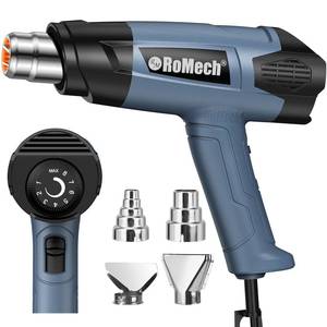 lot 87355 image: ROMECH Heat Gun, Heavy Duty Fast Heating, Variable Control 120°F1200°F (50-500) 4 Nozzles Heat Gun for Crafting, Shrink Tubing,Vinyl Wrap (Blue)