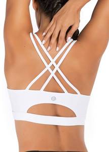 lot 87364 image: RUNNING GIRL Strappy Sports Bra for Women, Sexy Crisscross Back Medium Support Yoga Bra with Removable Cups(WX2354 White,S)