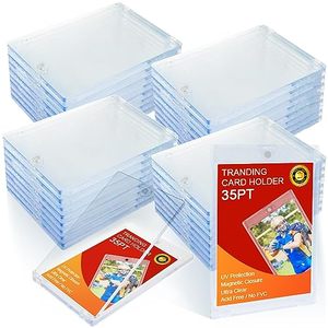 lot 87378 image: Succwoah 100ct Magnetic Card Holder for Trading Cards, 35 PT Clear Trading Card Sleeves, Hard Plastic Baseball Card Protectors, for Collectible, TCG, MTG, YUGIOH, Football, Sports Cards - Retail $82.12